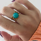 Turquoise Stone Basket Weave Open Ring
