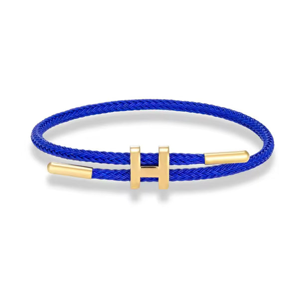 Adjustable ‘H’ Braided Rope Bracelet (Blue)