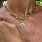 Zanzibar Gold Talisman Necklace with Turquoise Stone