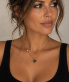 Black Flower Monogram Necklace