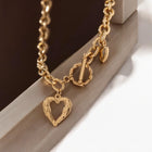 ‘Lottie’ - Textured, Chunky Double Heart Toggle Necklace