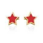 Coloured Enamel Star Gold Stud Earrings