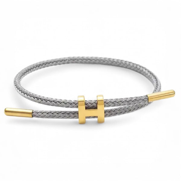 Adjustable ‘H’ Braided Rope Bracelet (Grey)