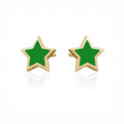 Coloured Enamel Star Gold Stud Earrings