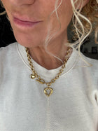 ‘Lottie’ - Textured, Chunky Double Heart Toggle Necklace