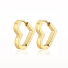Chunky Heart Hoop Click Earrings - Gold