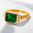 ‘Celeste’ - Chunky Emerald Gold Ring