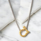 Bold ‘Shackle’ Necklace in Silver With Gold