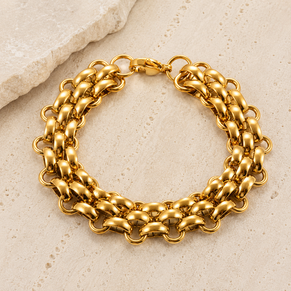 ‘Betsy’ - Basket Weave Chain Bracelet in Gold or Silver