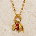 ‘Liberty’ - Boho Paperclip Style Gold Necklace with 3 Charms