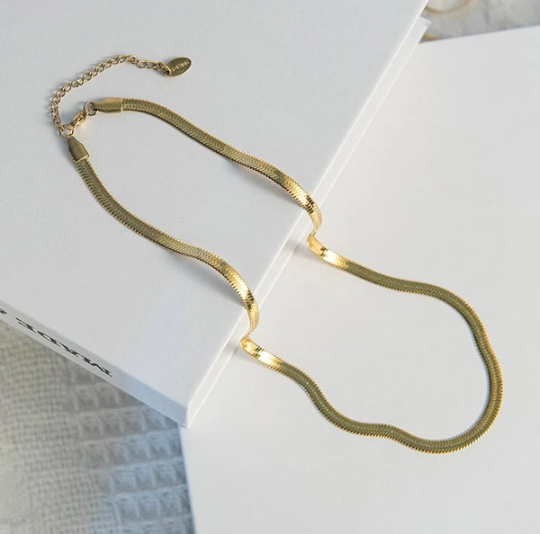 Gold Snake Chain Necklace (3 widths)