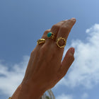 Turquoise Stone Basket Weave Open Ring