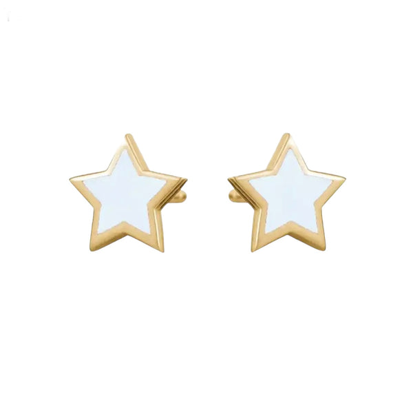 Coloured Enamel Star Gold Stud Earrings