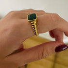 ‘Celeste’ - Chunky Emerald Gold Ring