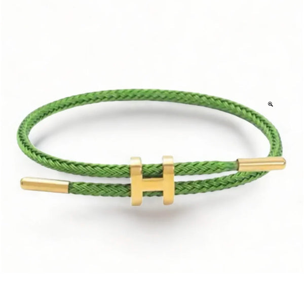 Adjustable ‘H’ Braided Rope Bracelet (Green)