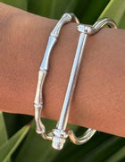 Bamboo Style Bangle - Silver