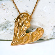 Hammered Gold Heart Necklace