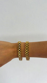 Chunky Gold Watch Strap Style Bracelet