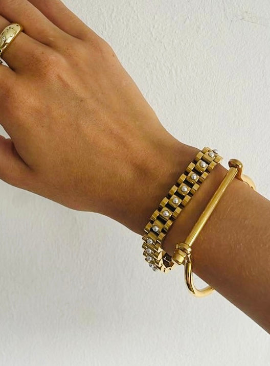 Manhattan Gold Screw Cuff Bracelet