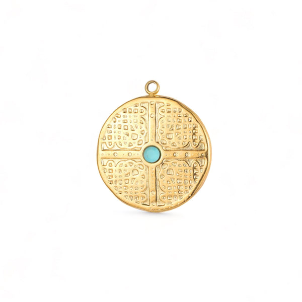 ‘Ariana’ Hammered Charm with Turquoise