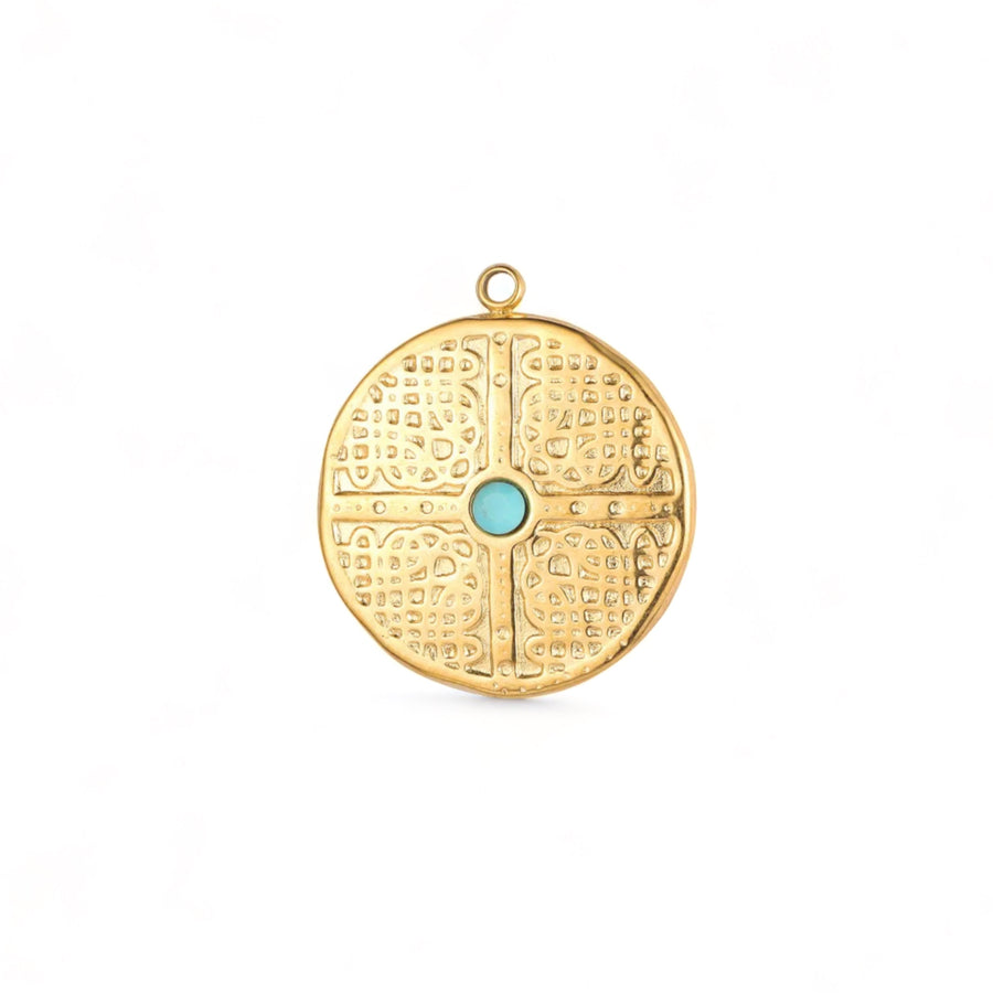 ‘Ariana’ Hammered Charm with Turquoise