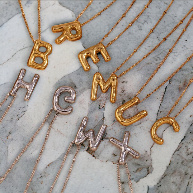 Initial Bubble Letter Necklaces