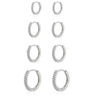 Crystal Click Hoop Silver Earrings (9mm, 11mm, 14mm and 16mm)