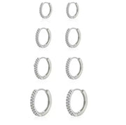 Crystal Click Hoop Silver Earrings (9mm, 11mm, 14mm and 16mm)
