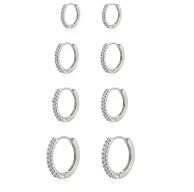 Crystal Click Hoop Silver Earrings (9mm, 11mm, 14mm and 16mm)