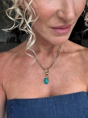 Monica - Blue Turquoise and Sun Charm Necklace