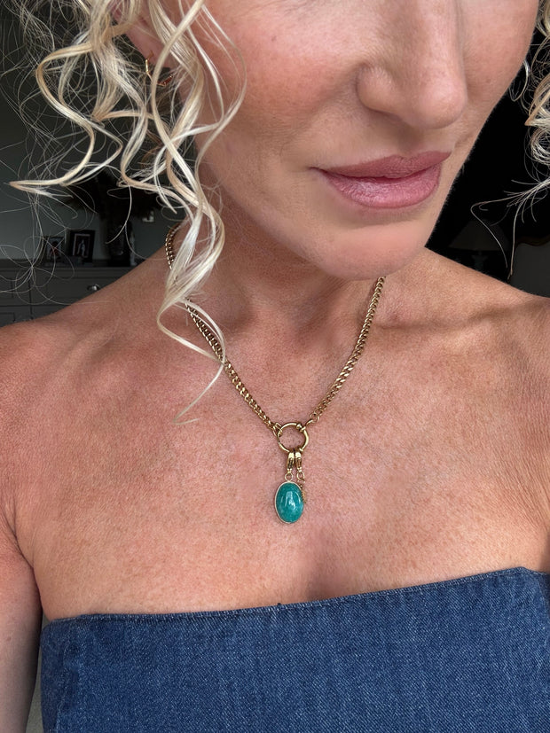 Monica - Blue Turquoise and Sun Charm Necklace