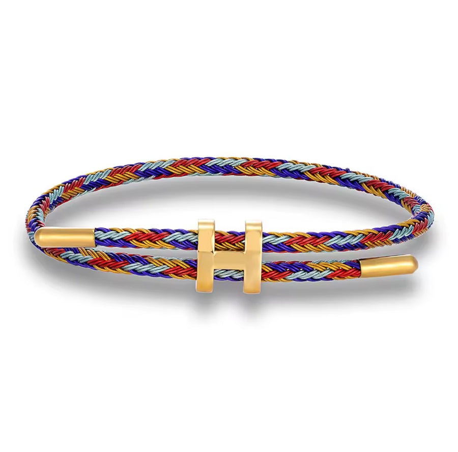Adjustable ‘H’ Braided Rope Bracelet (Multcoloured)