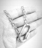 Mila - Silver Chunky Link Chain necklace with Carabiner