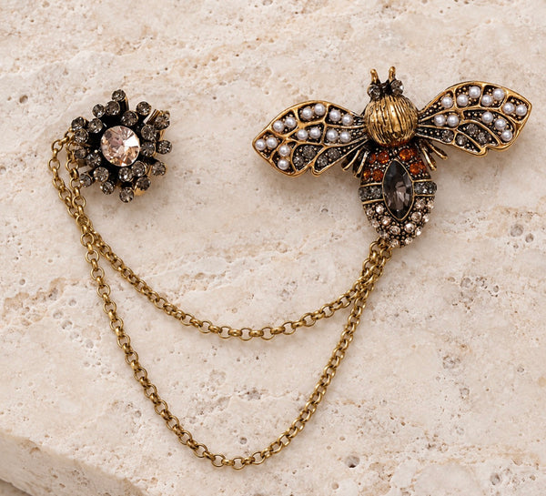 Vintage Pearl Bee Brooch