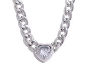 ‘Rock Chick’ - Heart Stone Chunky Chain Necklace (Gold or Silver)