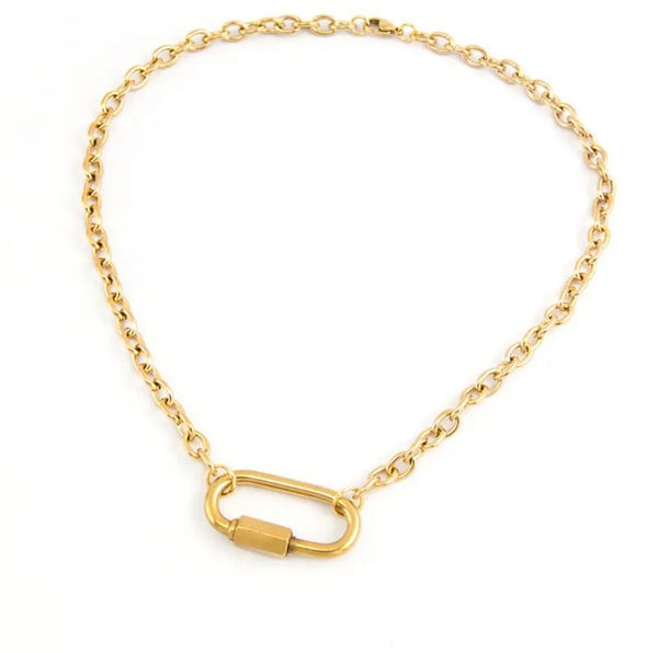 Mila - Gold Chunky Link Chain necklace with Carabiner