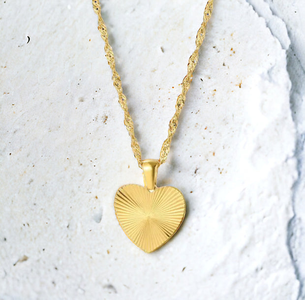 Disco Heart Gold Necklace