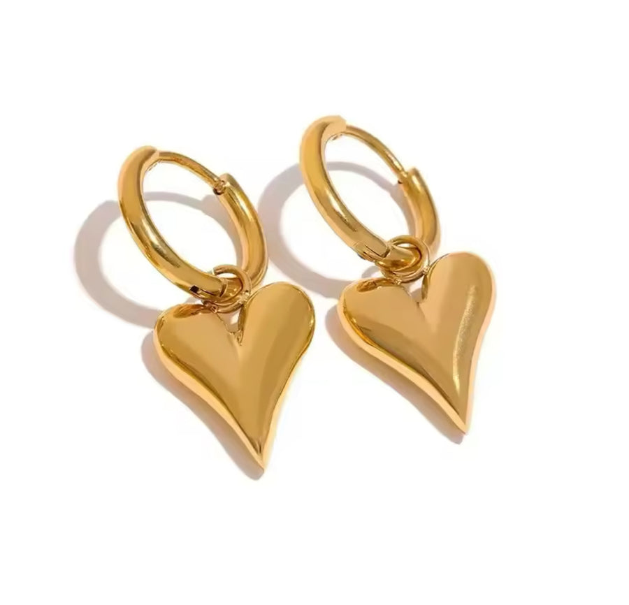 ‘Heartbreaker’ - Gold Heart Hoop Earrings