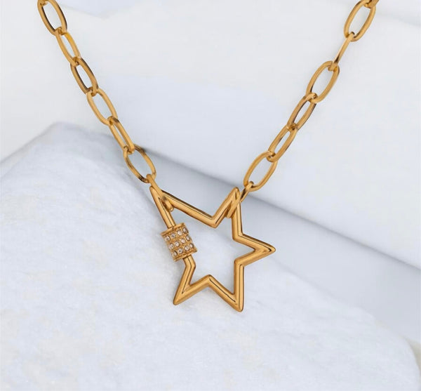 ‘Carrie’ - Star Carabiner with Rhinestone Necklace