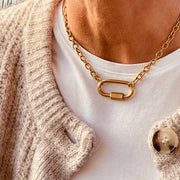 Mila - Gold Chunky Link Chain necklace with Carabiner