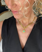 Zanzibar Gold Talisman Necklace with Turquoise Stone