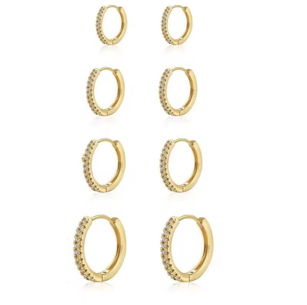 Crystal Click Hoop Gold Earrings (9mm, 11mm, 14mm and 16mm)