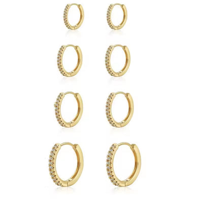 Crystal Click Hoop Gold Earrings (9mm, 11mm, 14mm and 16mm)