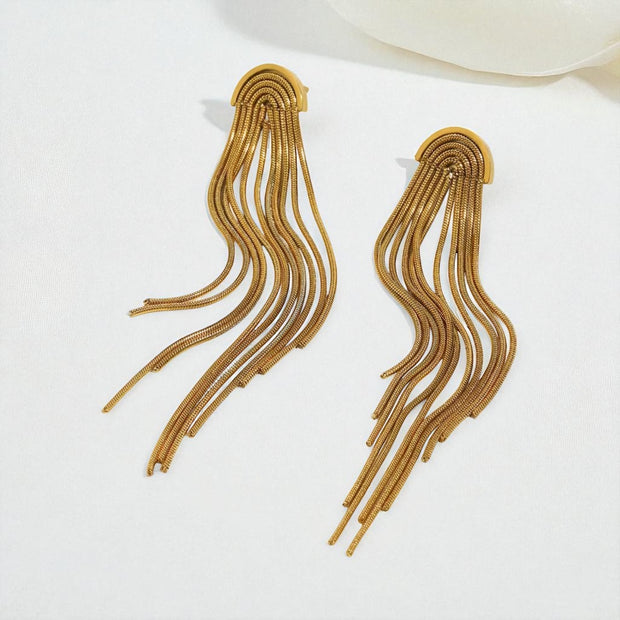 Gold Cascade Fringe Earrings