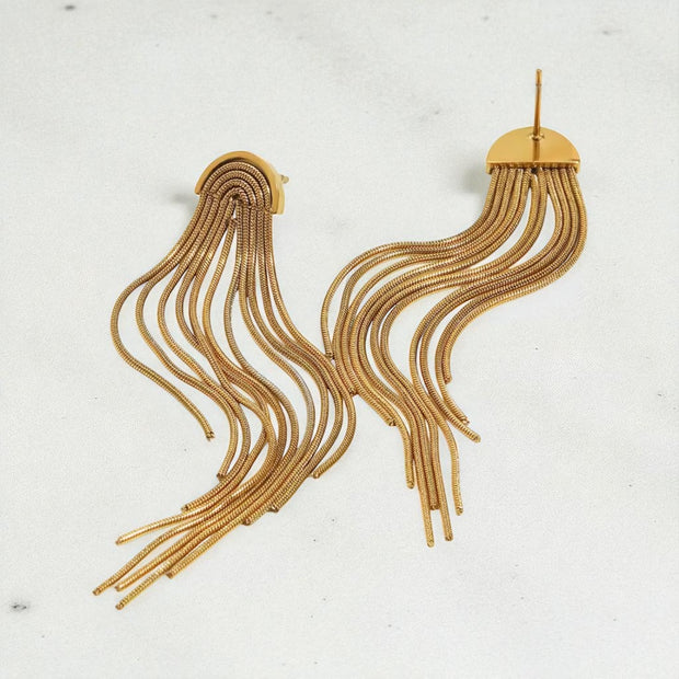 Gold Cascade Fringe Earrings