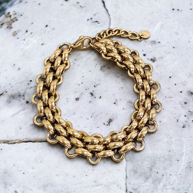 ‘Betsy’ - Basket Weave Chain Bracelet in Gold or Silver