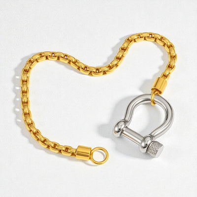 ‘Shackle’ Bracelet in Gold with Silver