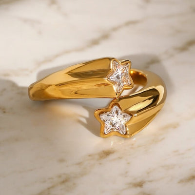 Double Star Crystal Ring