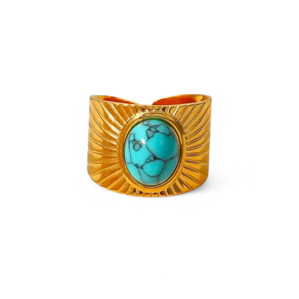 Turquoise Stone Sun Ray Ring