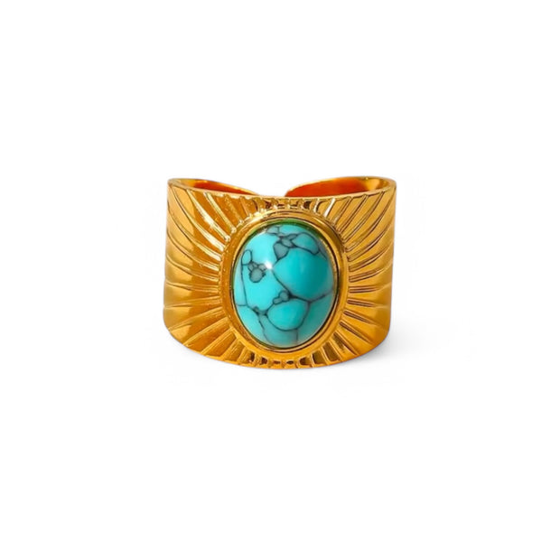 Turquoise Stone Sun Ray Ring